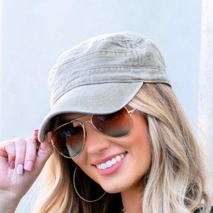 Love Is A Battlefield Military Style Cap-Khaki